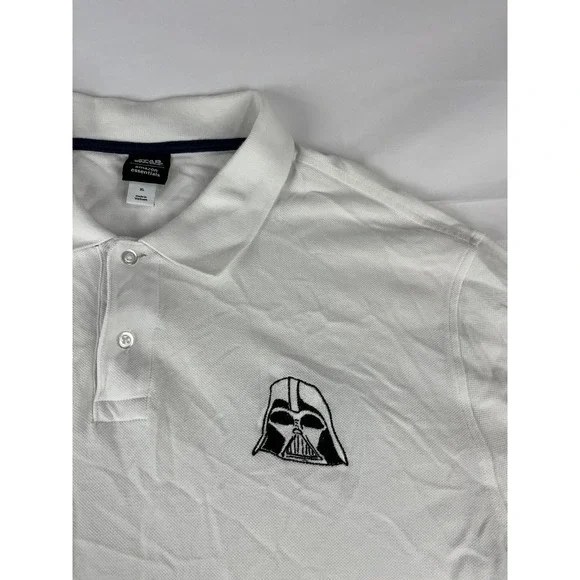 Amazon Essentials Star Wars Darth Vader Embroidered Polo Shirt Mens XL White - Picture 1 of 8